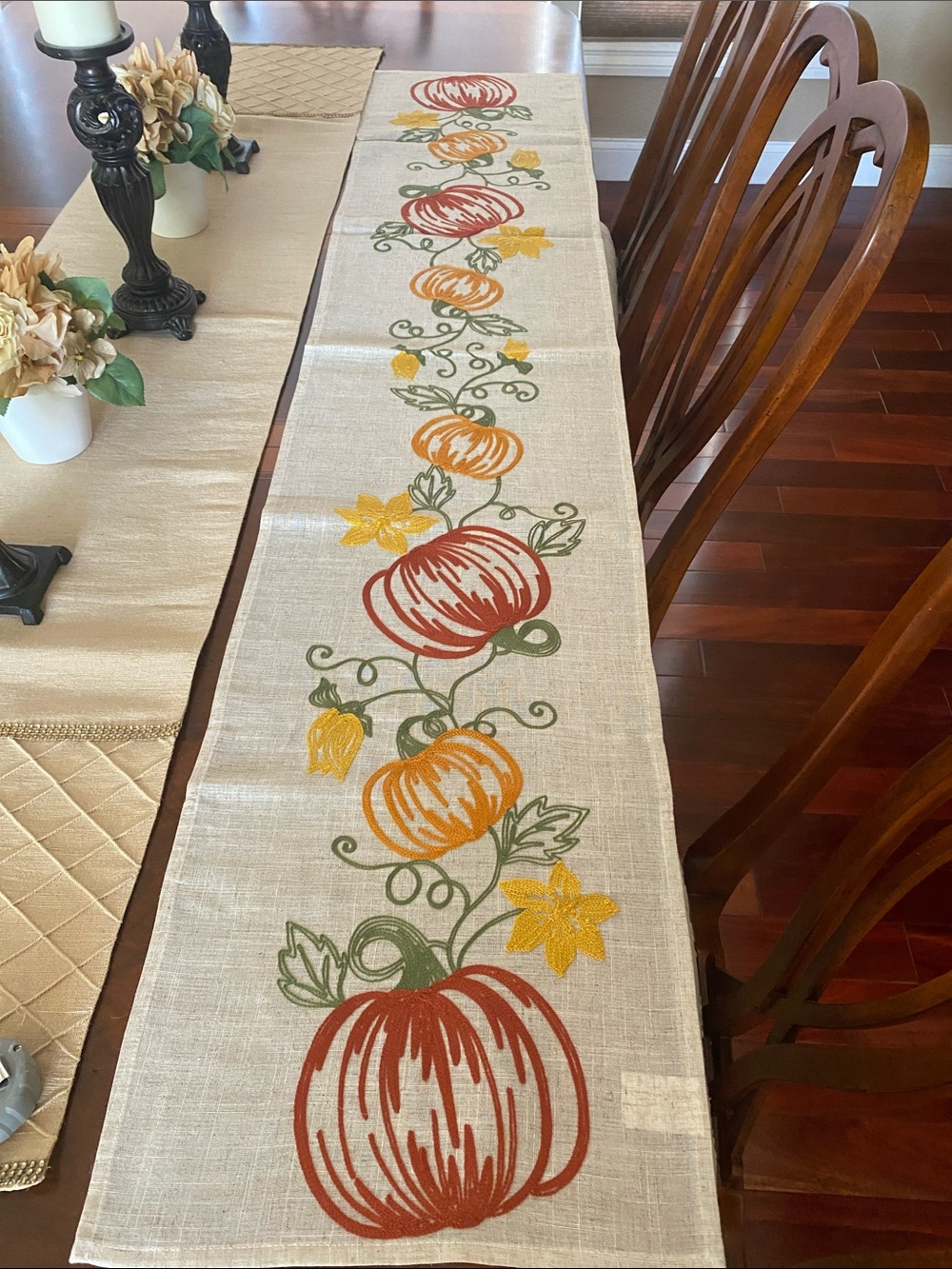 Autumn Pumpkin Table Runner - Red & Orange